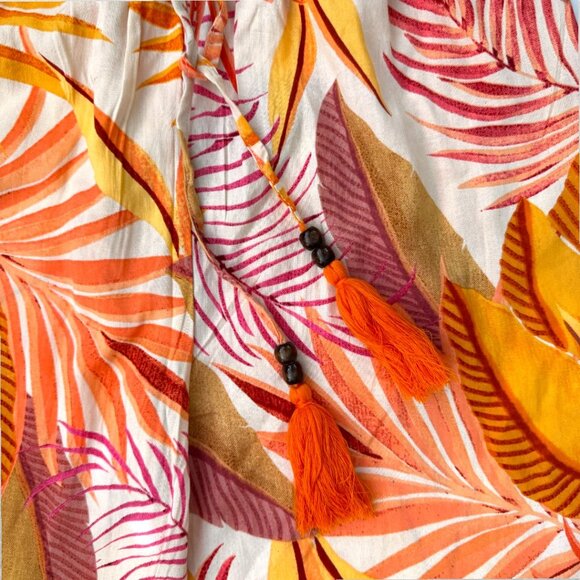 TRUE DESTINATIONS Pink Orange Floral Wide Leg Palazzo Pants Beach Coverup Size S - Picture 3 of 3
